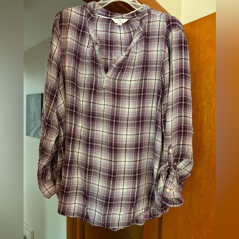 Time n true quarter button sleeve shirt